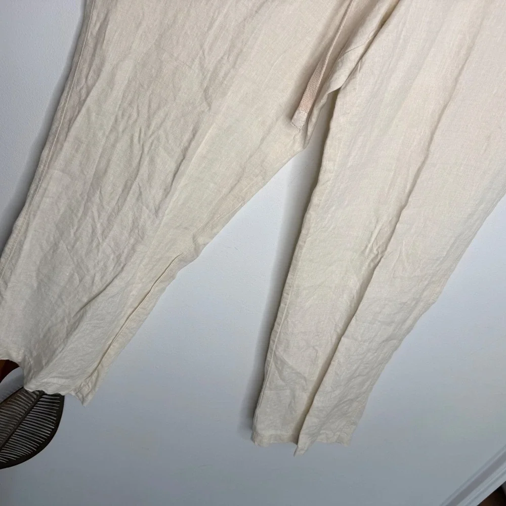 Tasso Elba Mens Linen Drawstring Pants Beige Oatmeal Casual Beach Trousers 34/30